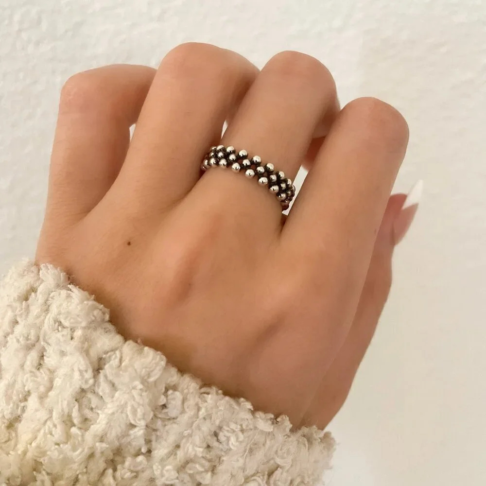 925 Sterling Silver Bead Ring Dainty Ring Band Thin Ring Stackable Ring Band - Picture 2 of 9